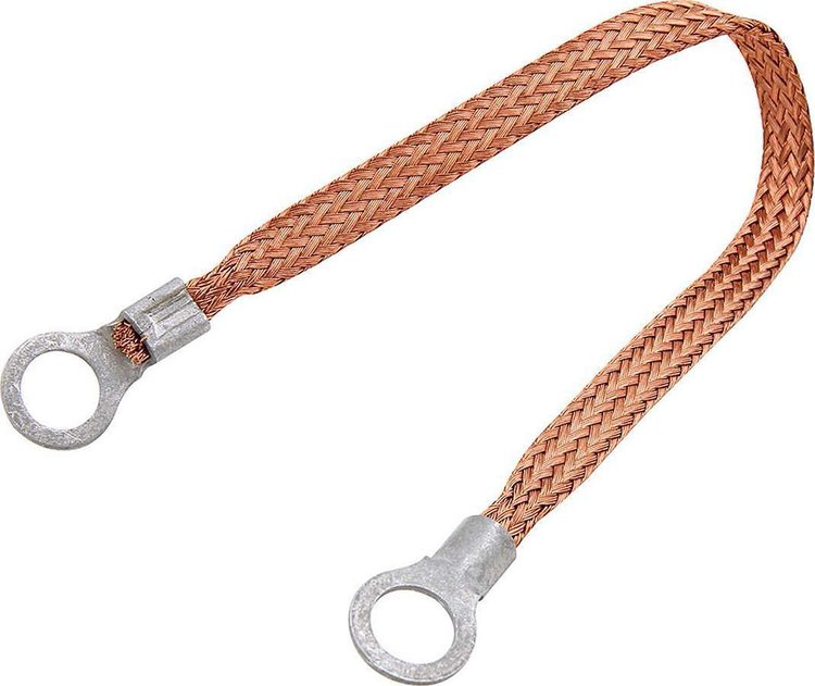 ALL76330-12 Copper Ground Strap 12 in. w/3/8 in. Ring Terminals