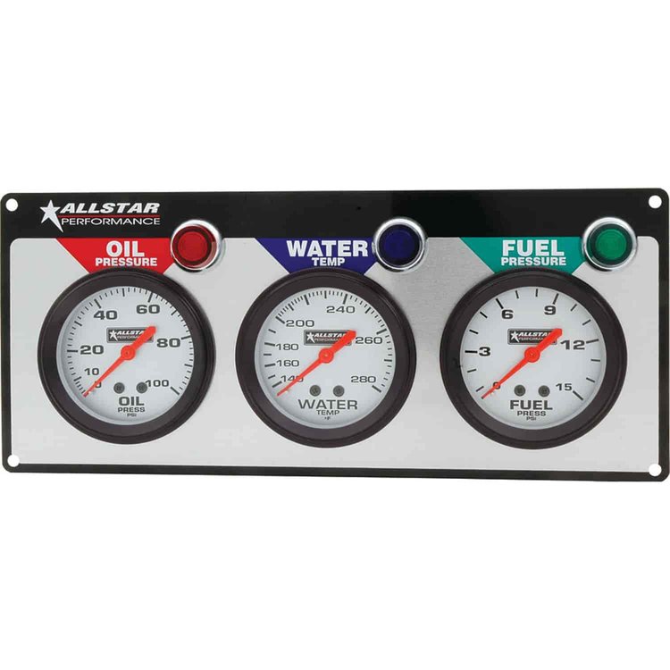 Gauge Panel Includes Allstar 2-5/8" Mechanical Gauges: