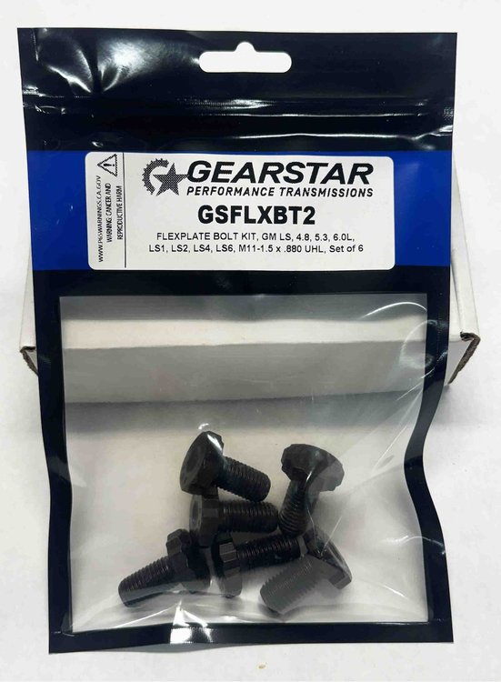 GSFLXBT2 Flexplate Bolt Kit, GM LS, 11 mm-1.5 x .880 UHL, Fits Aftermarket Cranks, Set of 6