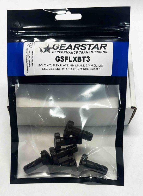 GSFLXBT3 Flexplate Bolt Kit, GM LS, 11 mm-1.5 x 1.075 UHL, Set of 6