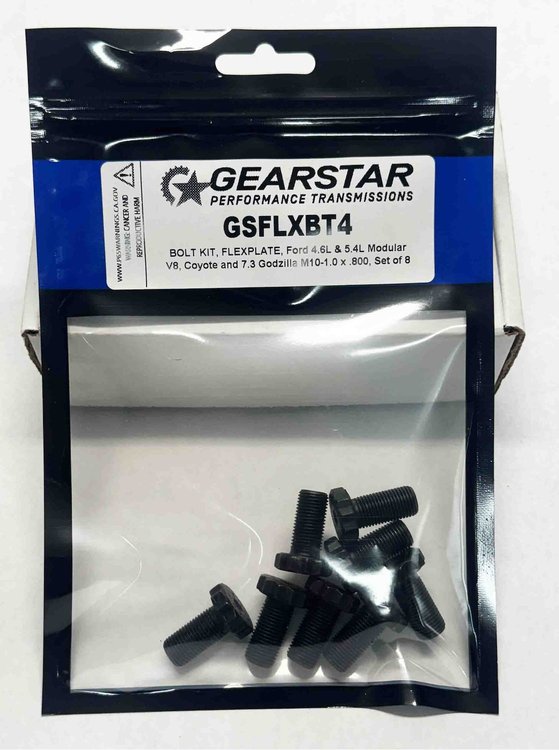 GSFLXBT4 Flexplate Bolt Kit, Ford 4.6L/5.4L Modular; Coyote; 7.3L Godzilla V8, 10 mm-1.0 x .800 UHL, Set of 8