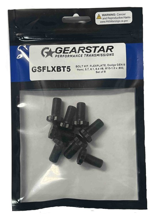 GSFLXBT5 Flexplate Bolt Kit, Mopar Gen III Hemi 5.7/6.1/6.4L V8, 10 mm-1.0 x .800 UHL, Set of 8