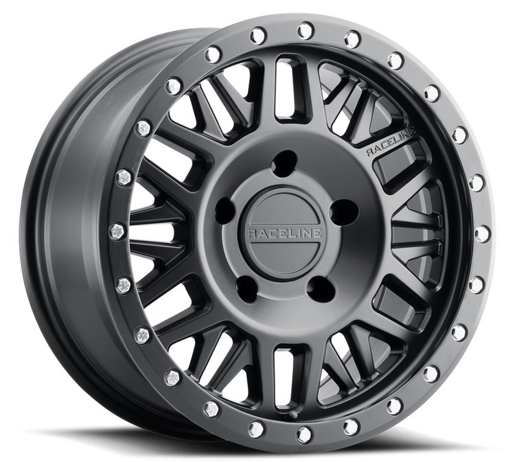 951B RYNO Wheel Size: 17 X 9" Bolt Pattern: 8X165.1 mm [Satin Black w/ Simulated Beadlock]