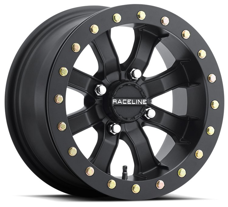 A71B MAMBA Wheel Size: 14 X 7" Bolt Pattern: 4X156 mm [Black w/ Black Beadlock Ring]