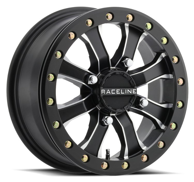 A71MB MAMBA Wheel Size: 14 X 6" Bolt Pattern: 4X156 mm [Black and Machined w/ Black Beadlock Ring]
