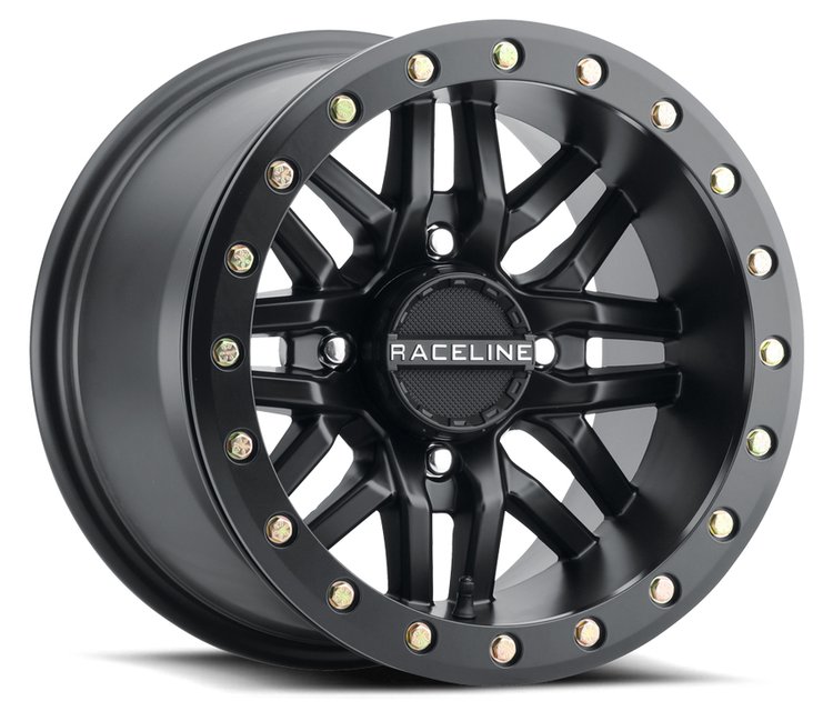 A91B RYNO Wheel Size: 14 X 7" Bolt Pattern: 4X156 mm [Black w/ Black Beadlock Ring]