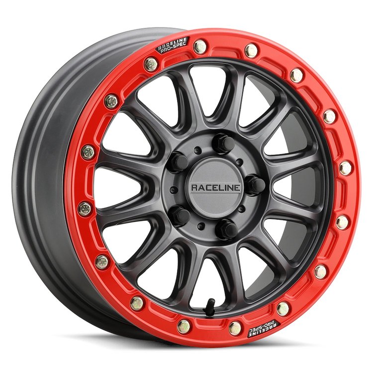 A14GR-57012+53 A14GR-ALPHA Wheel [Size: 15"x7"] Satin Gunmetal W/Red Ring Finish