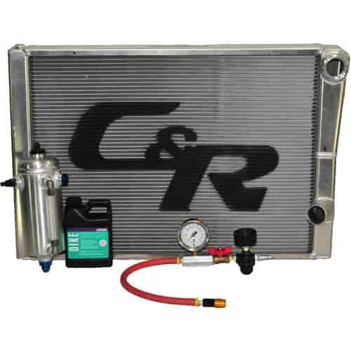 Pressure System with Lightweight Modified Radiator 15 x 27.5 single pass -20 AN Male inlet 1 3/4 outlet