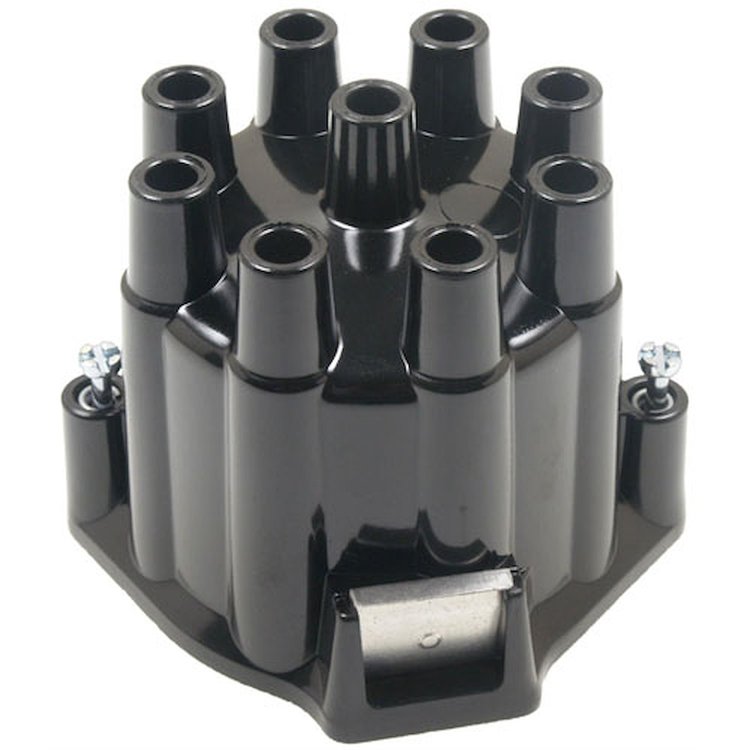 Distributor Cap Fits Select AMC, Buick, Cadillac, Checker, Chevy, GMC, International, Jeep, Studebaker V8 [Black]