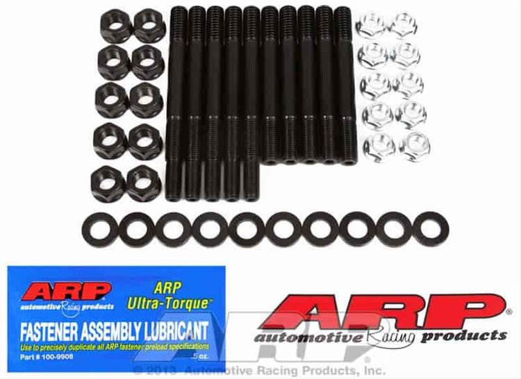 Main Stud Kit with Hex Nuts Small Block Chevy Small Journal, 2-Bolt Main, Windage Tray