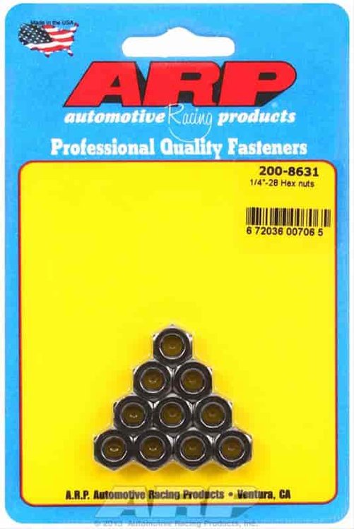 Black Oxide Hex Nuts 1/4"-28