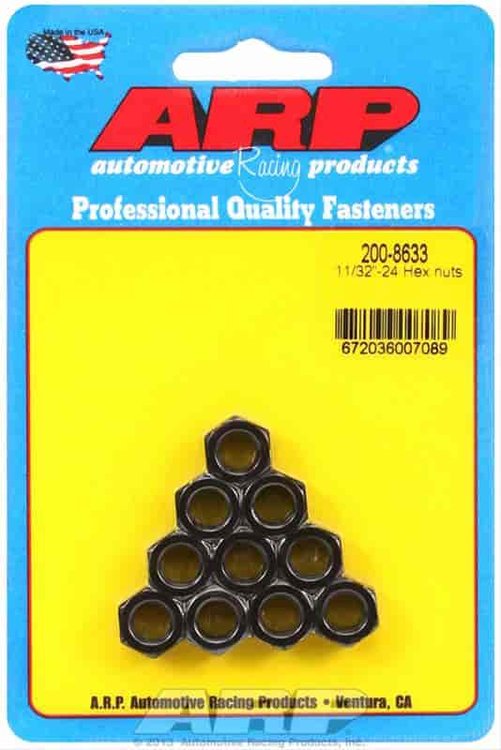 Black Oxide Hex Nuts 11/32"-24