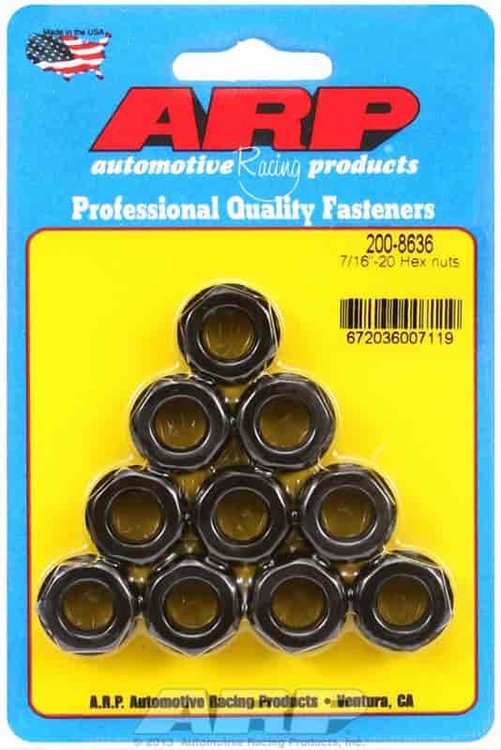 Black Oxide Hex Nuts 7/16"-20