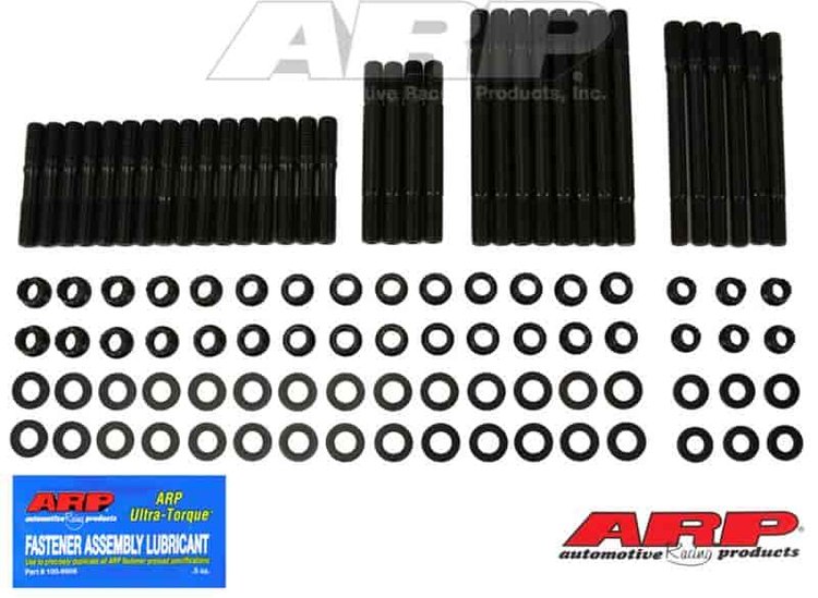 Head Studs w/12-Point Nuts (U/Cut Studs) Small Block Chevy with Bowtie Aluminum and Cast Block