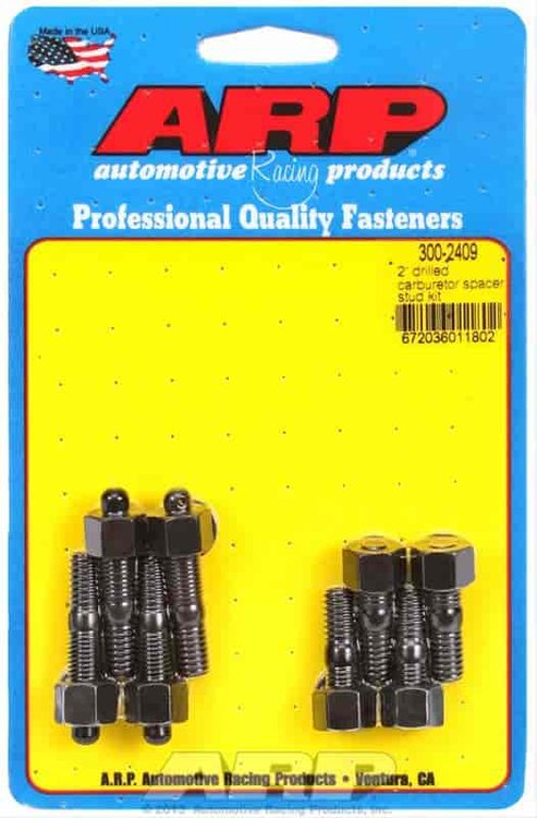 Carb Stud Kit 2" Moroso Spacer, (Drilled for NASCAR Wire Seal) 5/16" x 1.250" & 1.700" O.A.L.