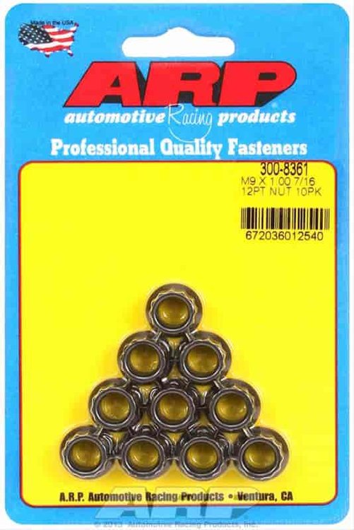 Black Oxide 12-Point Nuts M9 x 1.00