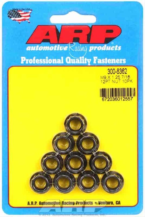 Black Oxide 12-Point Nuts M9 x 1.25