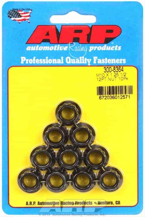 Black Oxide 12-Point Nuts M10 x 1.25