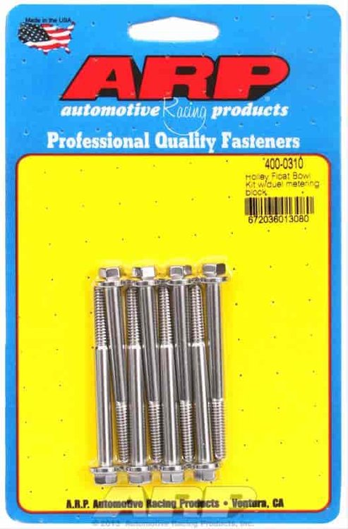 Carburetor Float Bowl Kit - Hex Head Dual Metering Block Set of 8 Bolts