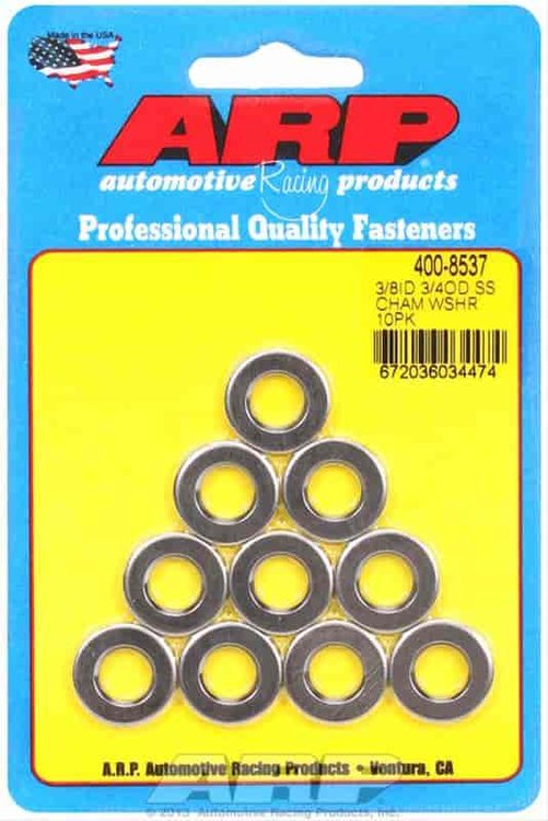 Washers - w/ Chamfer 3/8" Inside Diameter .750" Outside Diameter .120" Thickness 10/pkg