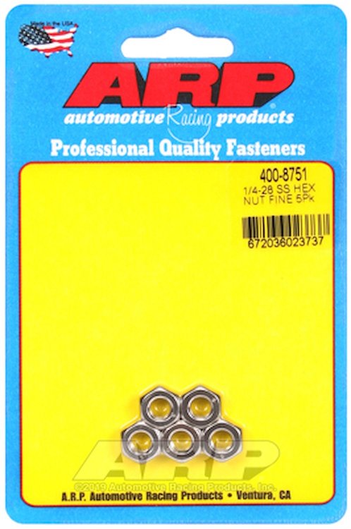 Stainless Steel Hex 1/4"-28