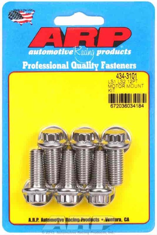 Chevy LS Series Stainless Steel 12-Point Motor Mount Bolt Kit
