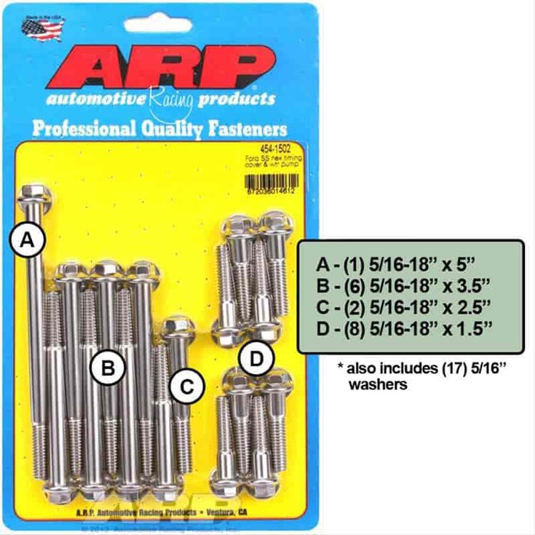 Timing Cover/Water Pump Bolt Kit 1966-1976 SB-Ford