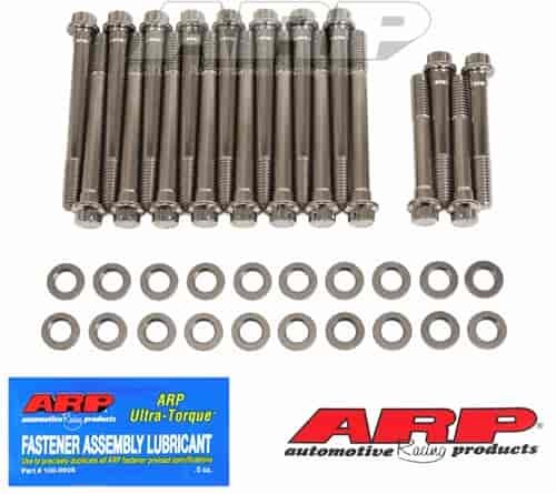 Stainless Head Bolt Kit Olds 350-455 Standard, Edelbrock Heads 60519/60529, 7/16" Diameter, 1976 and Earlier Heads