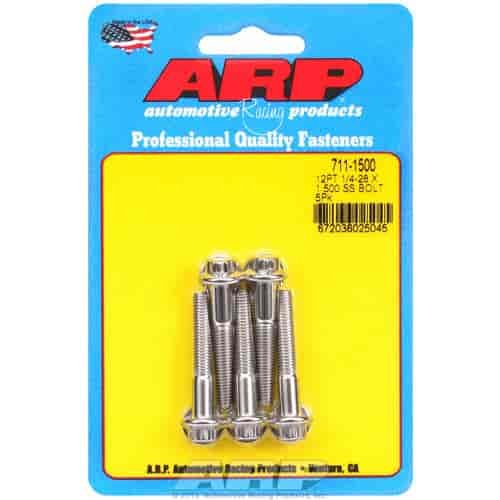 Stainless, 1/4" -28, 1.500" UHL, 12-Point