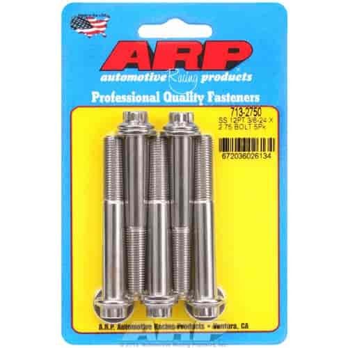 Stainless, 3/8" -24, 2.750" UHL, 12-Point