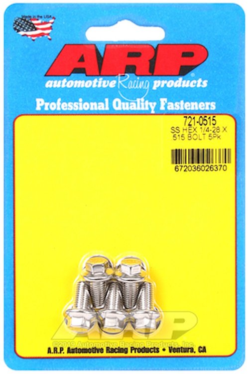Stainless, 1/4" -28, 0.515" UHL, Hex