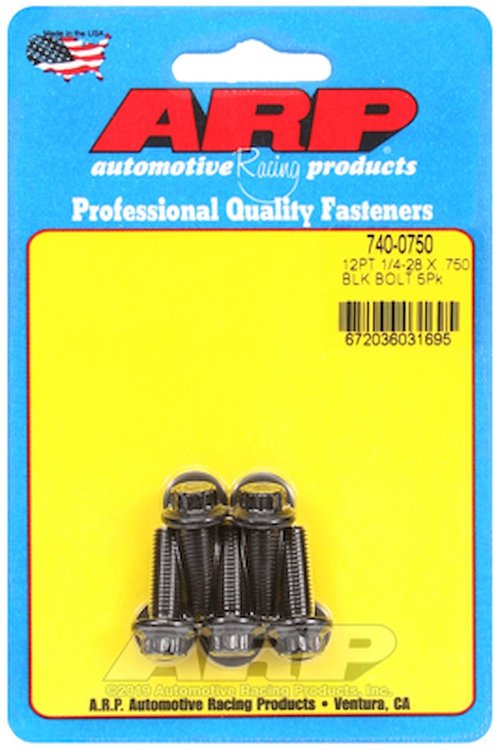 Black Oxide, 1/4" -28, 0.750" UHL, 12-Point