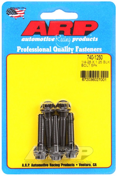 Black Oxide, 1/4" -28, 1.250" UHL, 12-Point