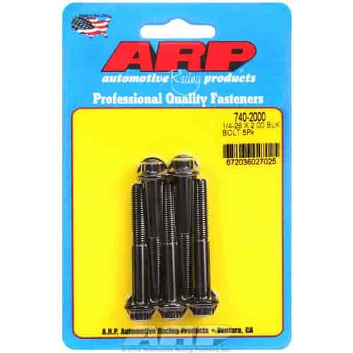 Black Oxide, 1/4" -28, 2.000" UHL, 12-Point