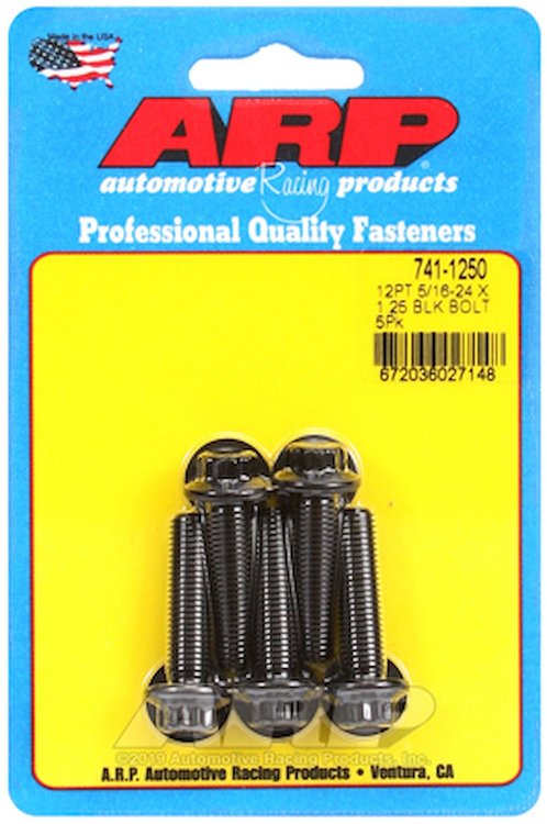 Black Oxide, 5/16" -24, 1.250" UHL, 12-Point