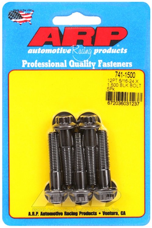 Black Oxide, 5/16" -24, 1.500" UHL, 12-Point