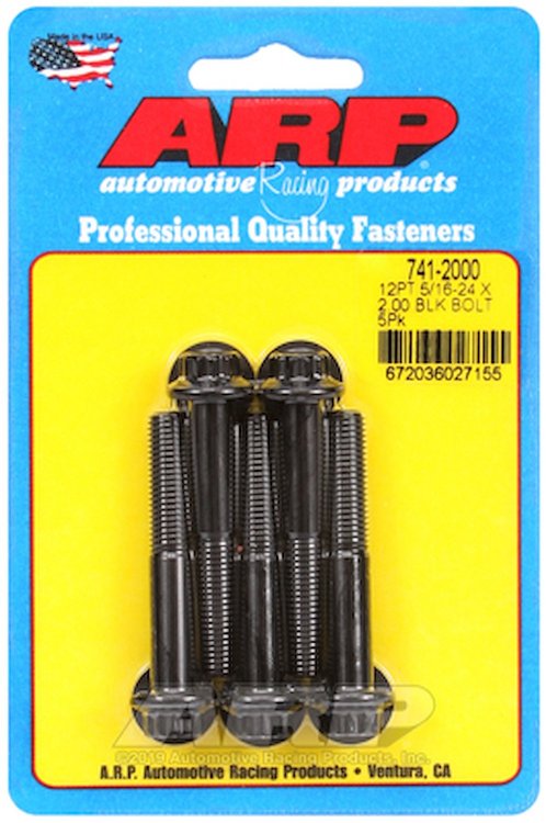 Black Oxide, 5/16" -24, 2.000" UHL, 12-Point
