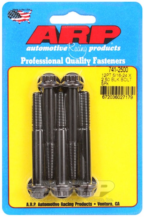 Black Oxide, 5/16" -24, 2.500" UHL, 12-Point