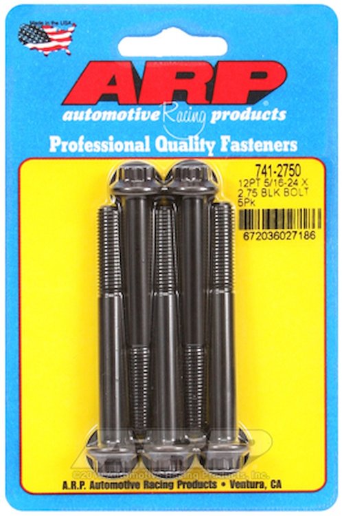 Black Oxide, 5/16" -24, 2.750" UHL, 12-Point