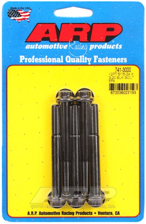 Black Oxide, 5/16" -24, 3.000" UHL, 12-Point
