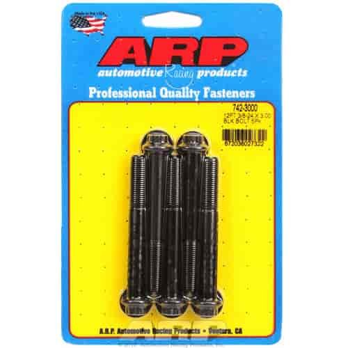 Black Oxide, 3/8" -24, 3.000" UHL, 12-Point