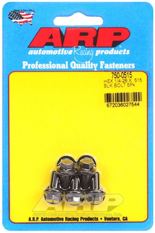 Black Oxide, 1/4" -28, 0.515" UHL, Hex