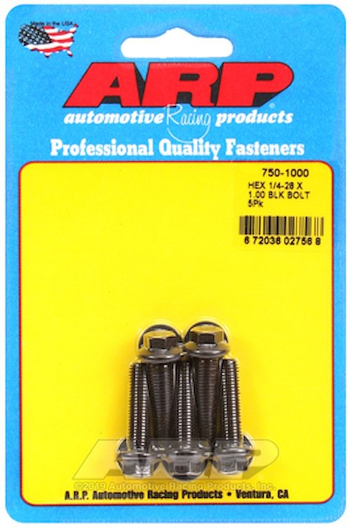 Black Oxide, 1/4" -28, 1.000" UHL, Hex