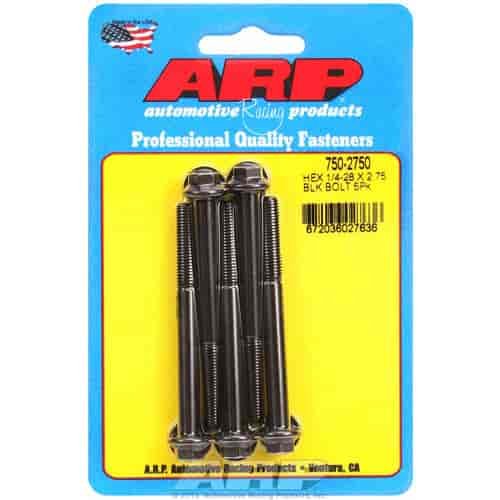 Black Oxide, 1/4" -28, 2.750" UHL, Hex