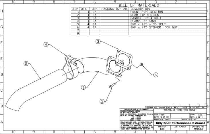 Race Exhaust Outlet Pipe 1976-94 Porsche 911/930 & 911 C2 Turbo