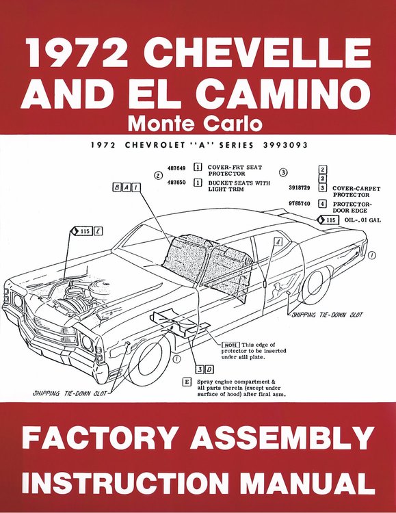 Factory Assembly Manual 1972 Chevy Chevelle, El Camino & Monte Carlo