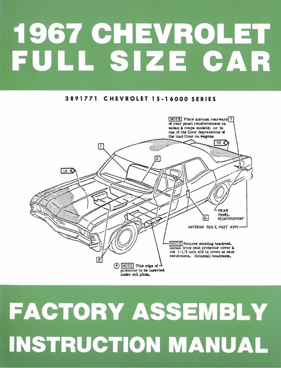Factory Assembly Manual 1967 Full Size Chevy Car