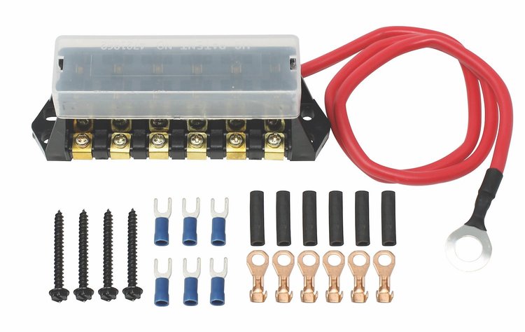 Six-Fuse Auxiliary Fuse Block Bus Assembly 80 amp
