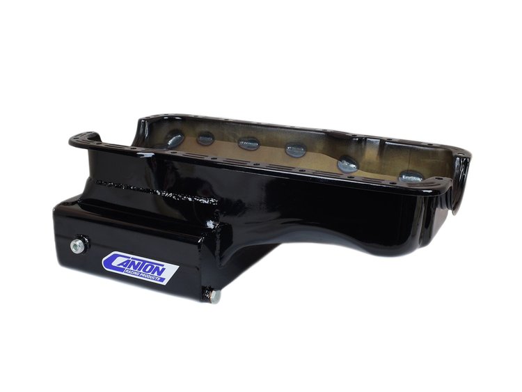 15-630SBLK Oil Pan Ford 289-302 Front Sump Road Race 14 GA 12 in. Wide Sump