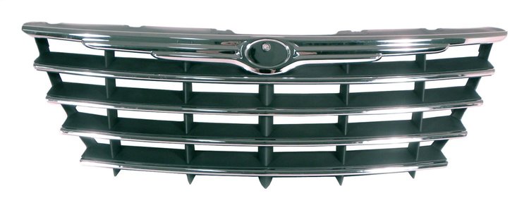4857389AB Grille for 2001-2004 RG (Europe) Dodge & Chrysler Minivans w/o Headlamp Washer [Black, Silver, Plastic, Front]